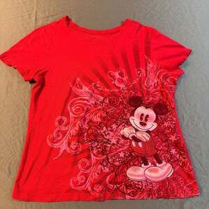 Disney Mickey Mouse Studded Filigree Red T-Shirt